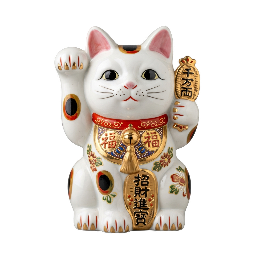 極上 maneki neko 1 (背景透過4K) - カテゴリ: 和の伝統素材 (Japanese Traditional Material Cultured Illustration) - 高品質透過PNG画像素材 | Free Transparent PNG 極上 maneki neko 1 (背景透過4K)